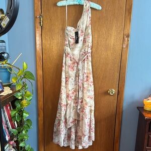 NWT Lulu's Pink and green One Shoulder Sundress for Weddings Sz S